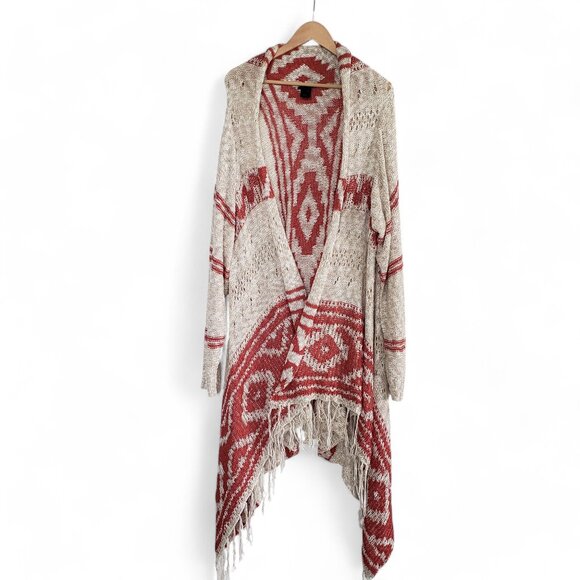 Torrid Aztec Cardigan Women's Open Front Fringe Edge Loose Knit Southwestern 5X - Picture 2 of 5